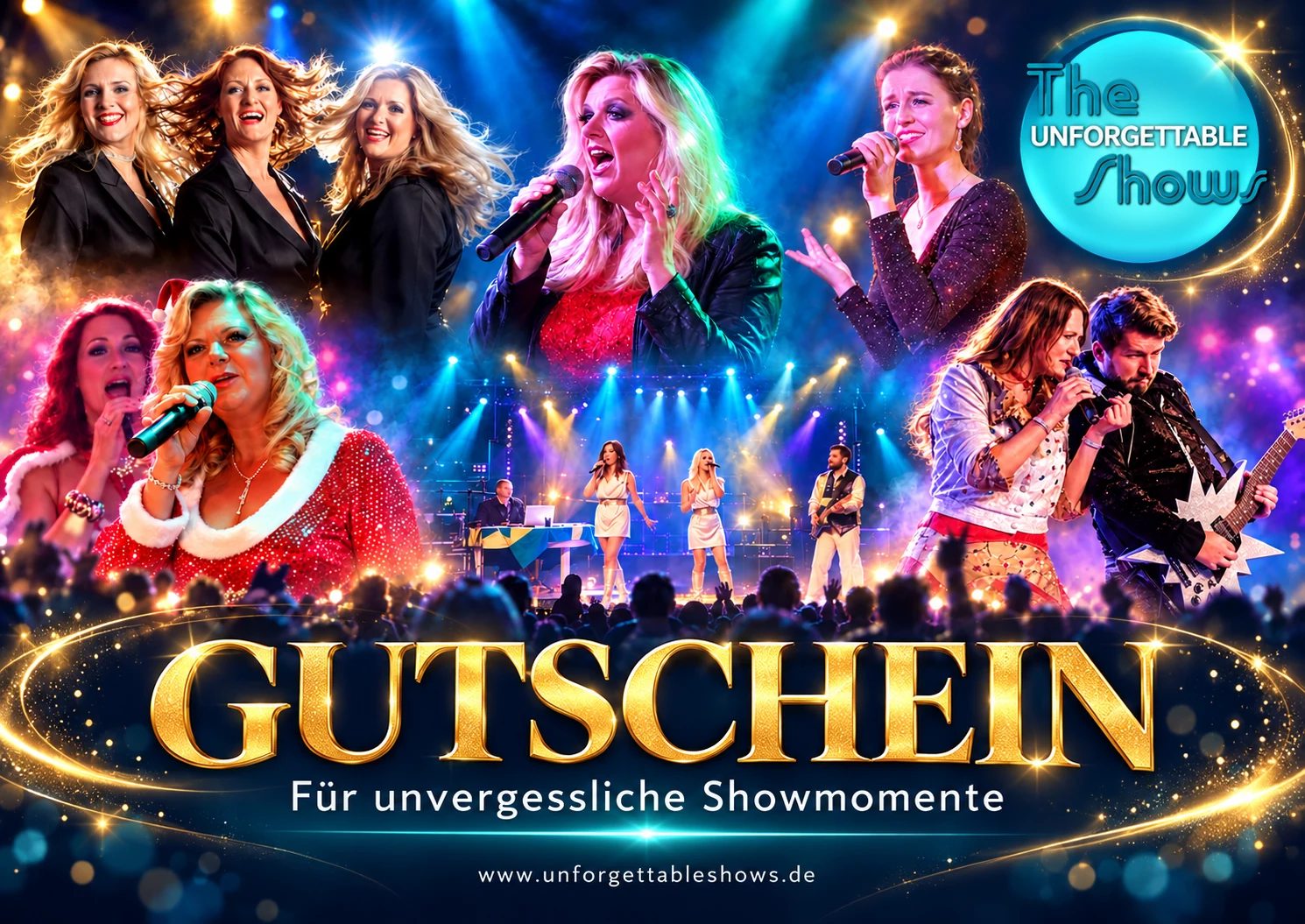 Vorderseite des Unforgettable Shows Ticket-Gutscheins